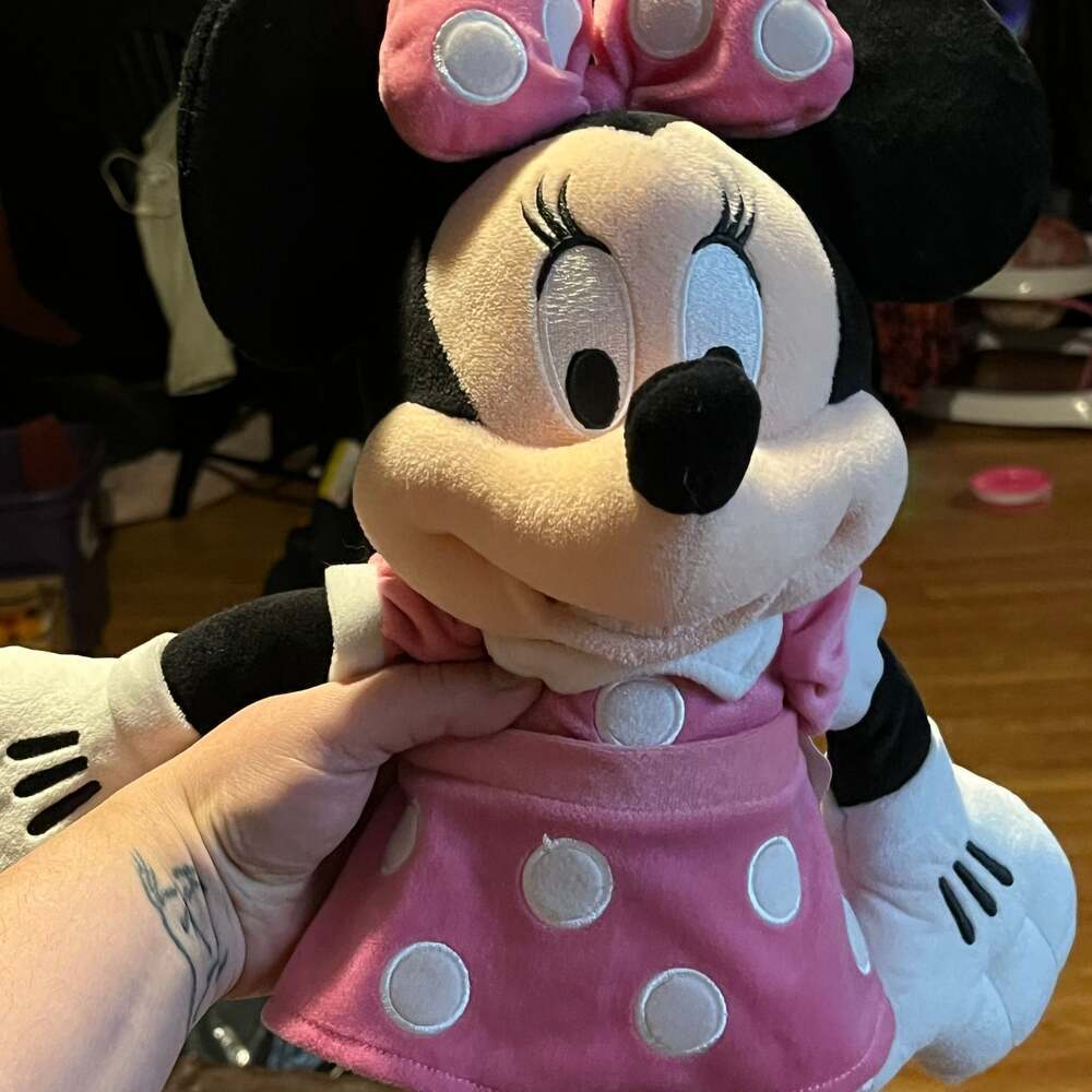 Disney Store Minnie Mouse Plush Pink Polka Dots Large 19" Doll Toy - Picture 1 of 2